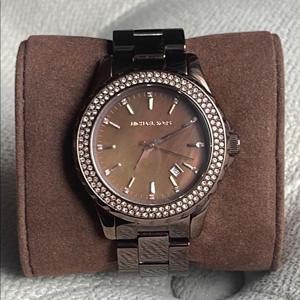 Michael Kors Brown Watch with Crystal Bezel